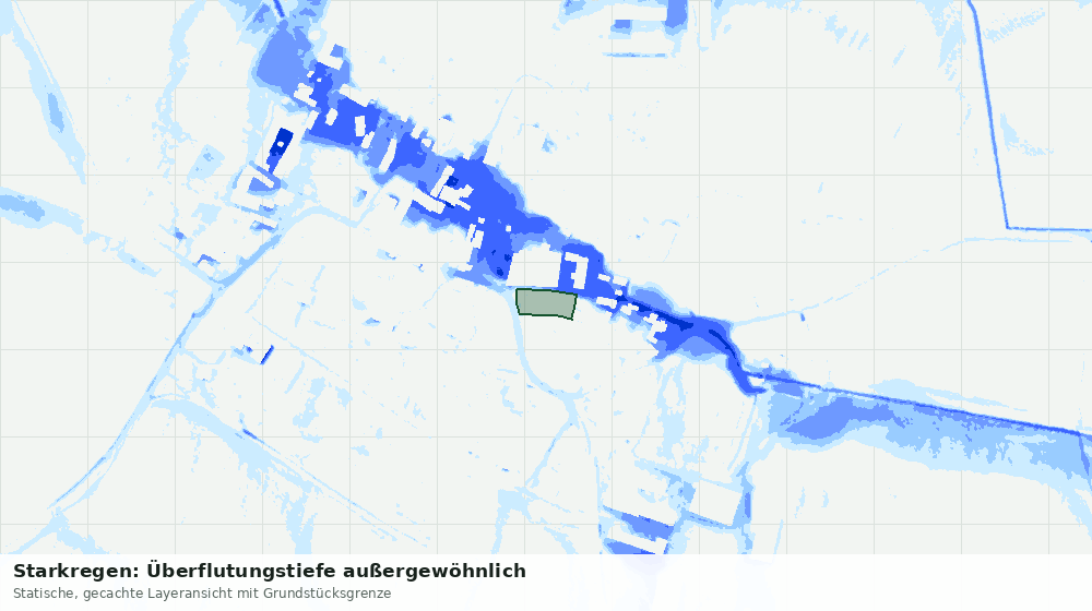 Statische Kartenansicht: Starkregen: Überflutungstiefe außergewöhnlich