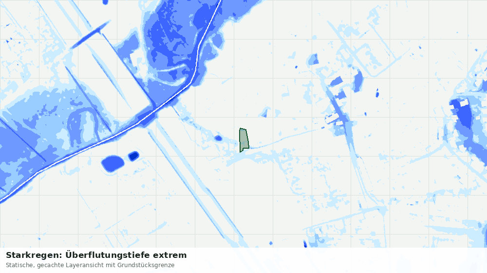 Statische Kartenansicht: Starkregen: Überflutungstiefe extrem