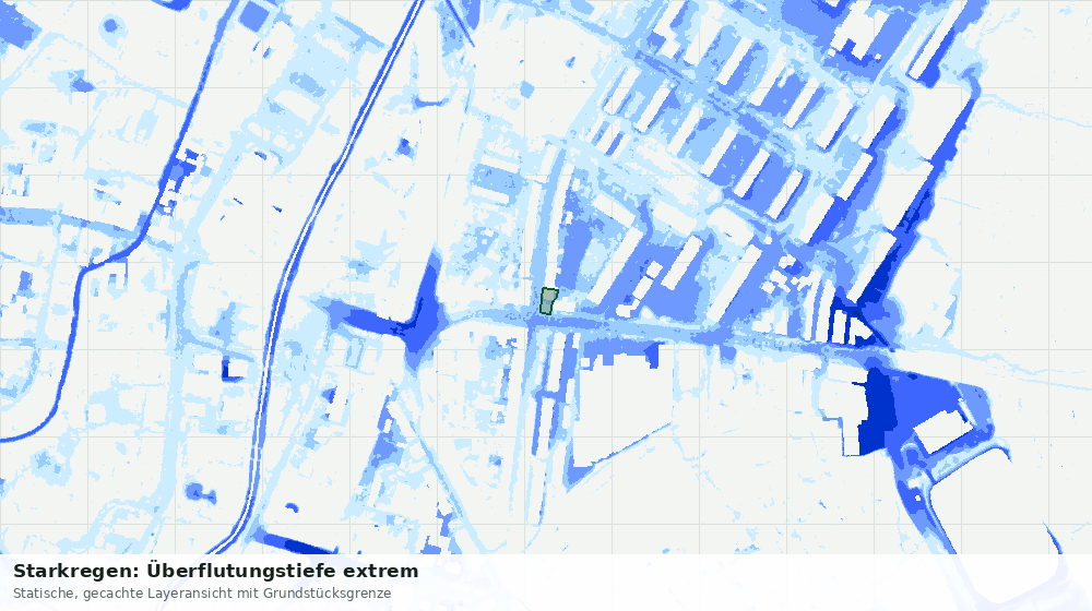 Statische Kartenansicht: Starkregen: Überflutungstiefe extrem