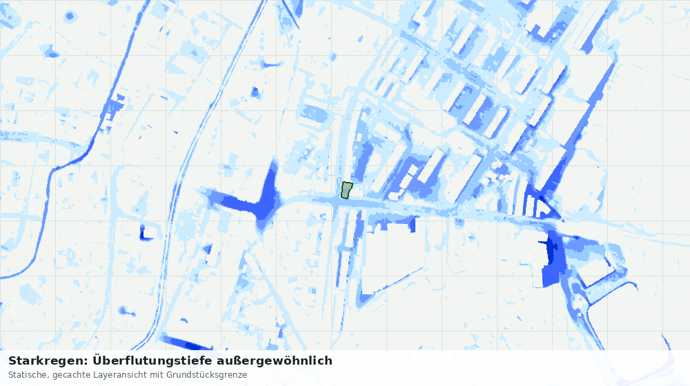 Statische Kartenansicht: Starkregen: Überflutungstiefe außergewöhnlich
