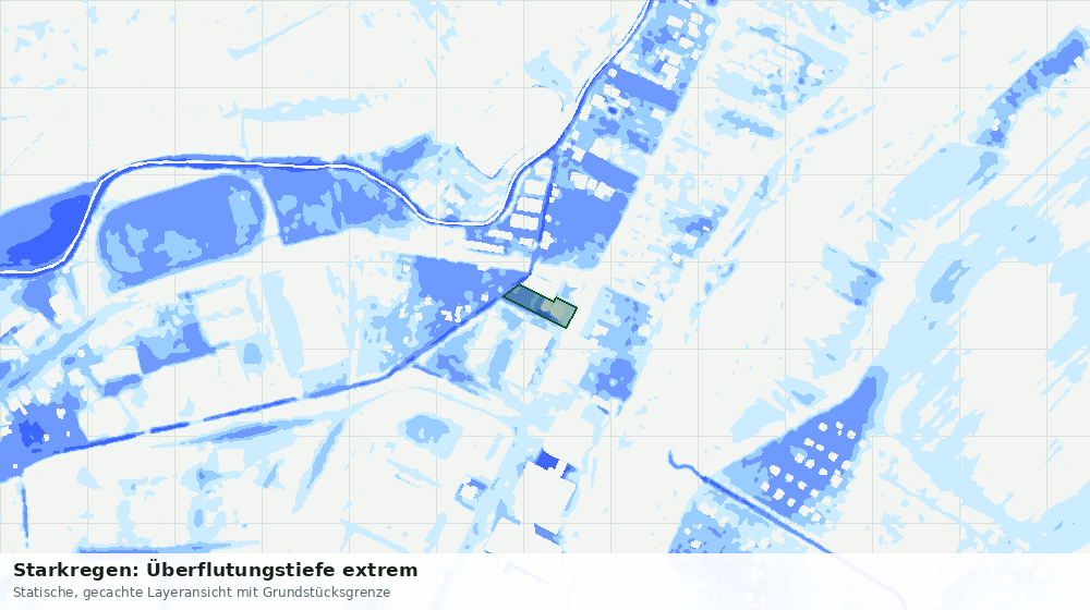 Statische Kartenansicht: Starkregen: Überflutungstiefe extrem