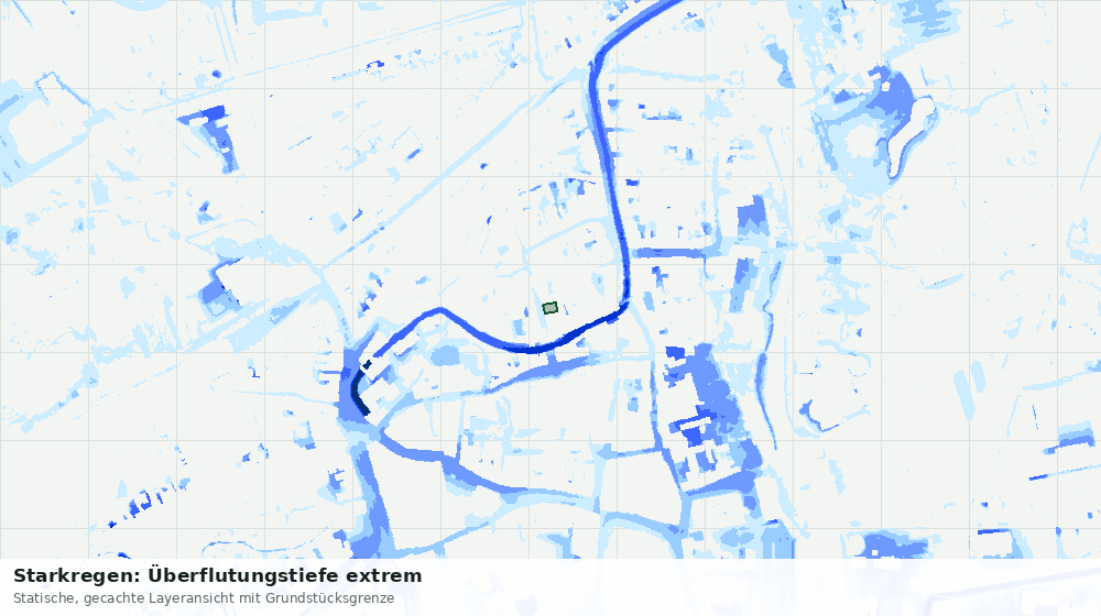 Statische Kartenansicht: Starkregen: Überflutungstiefe extrem
