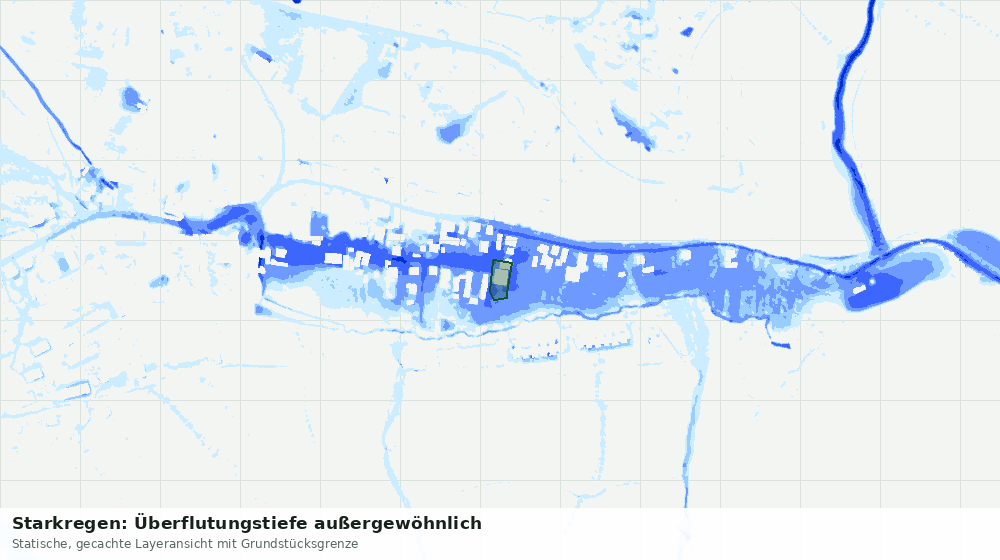 Statische Kartenansicht: Starkregen: Überflutungstiefe außergewöhnlich