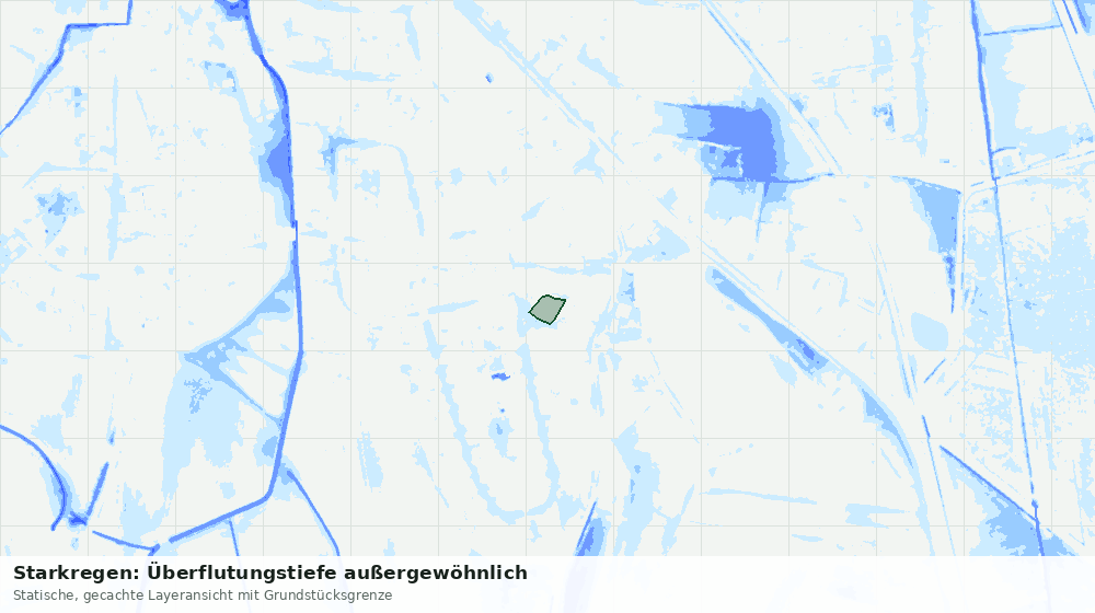 Statische Kartenansicht: Starkregen: Überflutungstiefe außergewöhnlich