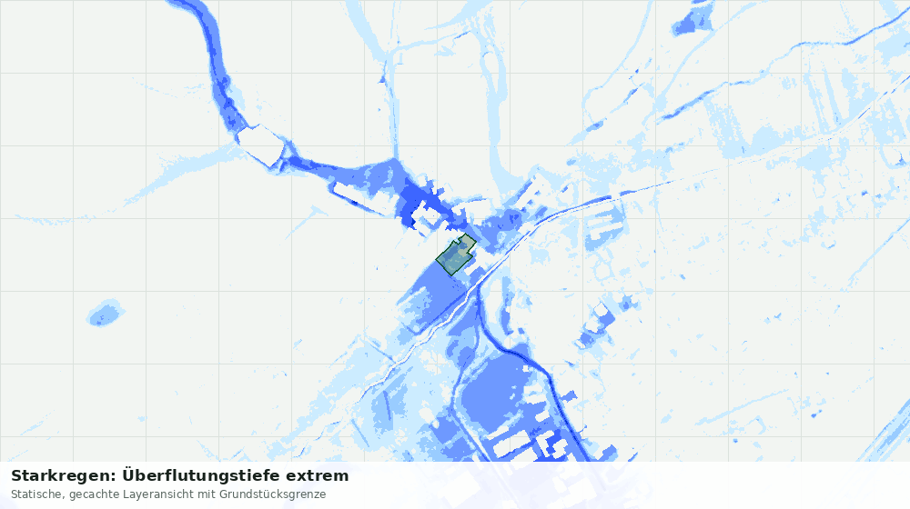 Statische Kartenansicht: Starkregen: Überflutungstiefe extrem