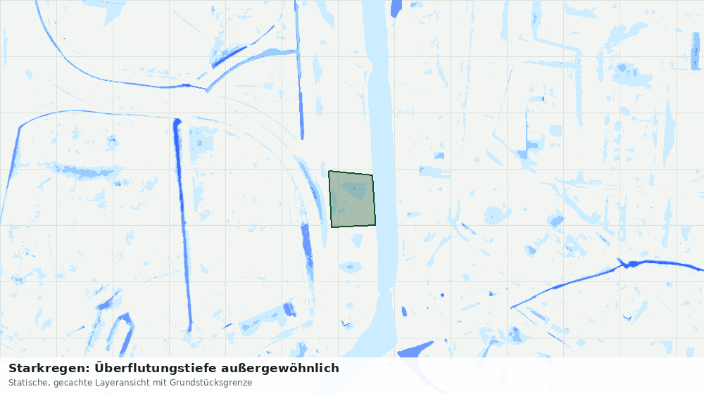 Statische Kartenansicht: Starkregen: Überflutungstiefe außergewöhnlich