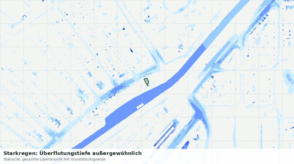 Statische Kartenansicht: Starkregen: Überflutungstiefe außergewöhnlich