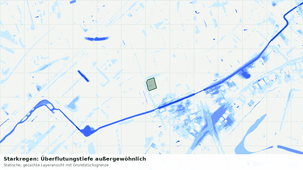 Statische Kartenansicht: Starkregen: Überflutungstiefe außergewöhnlich