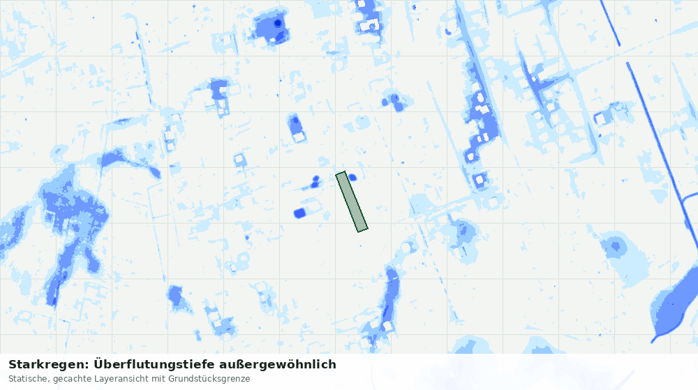 Statische Kartenansicht: Starkregen: Überflutungstiefe außergewöhnlich