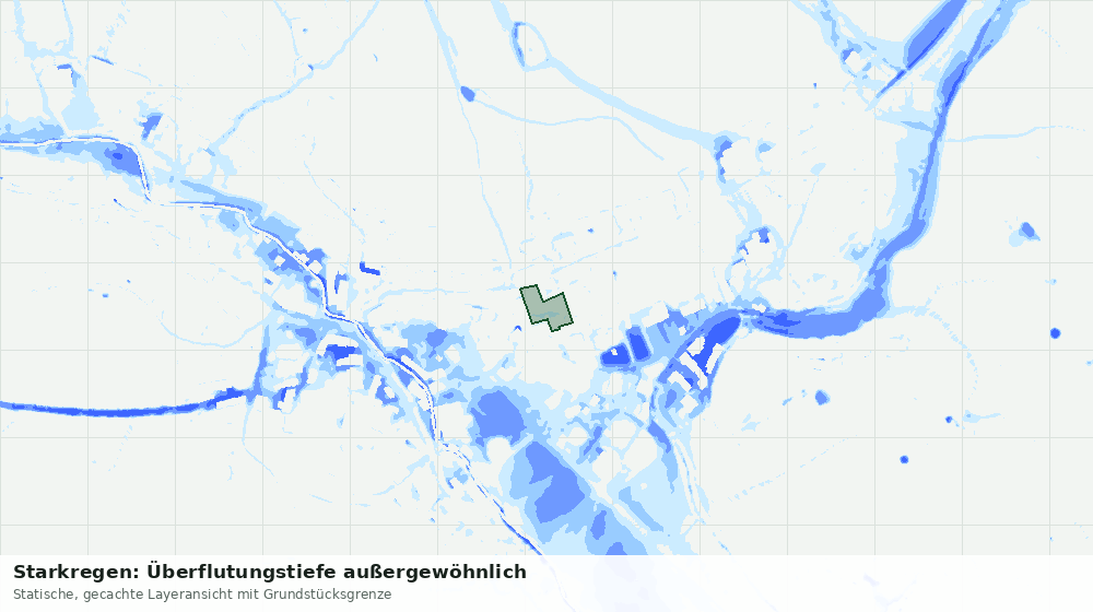 Statische Kartenansicht: Starkregen: Überflutungstiefe außergewöhnlich