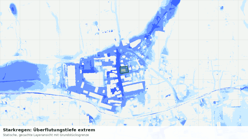 Statische Kartenansicht: Starkregen: Überflutungstiefe extrem