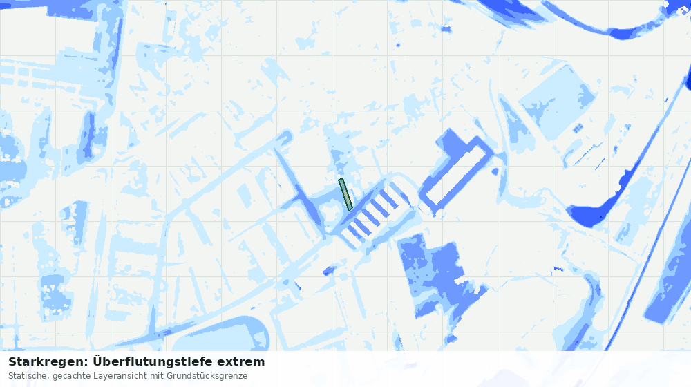 Statische Kartenansicht: Starkregen: Überflutungstiefe extrem