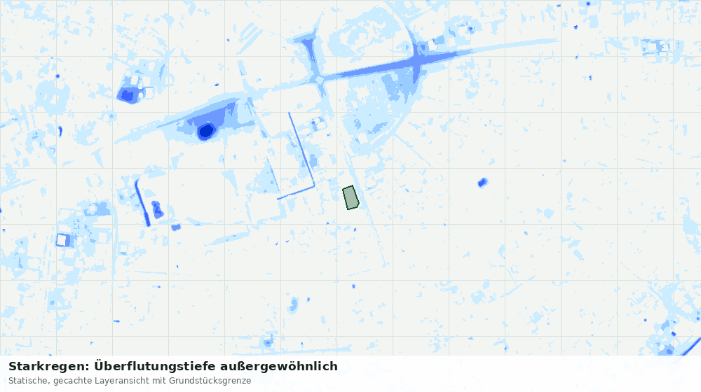 Statische Kartenansicht: Starkregen: Überflutungstiefe außergewöhnlich