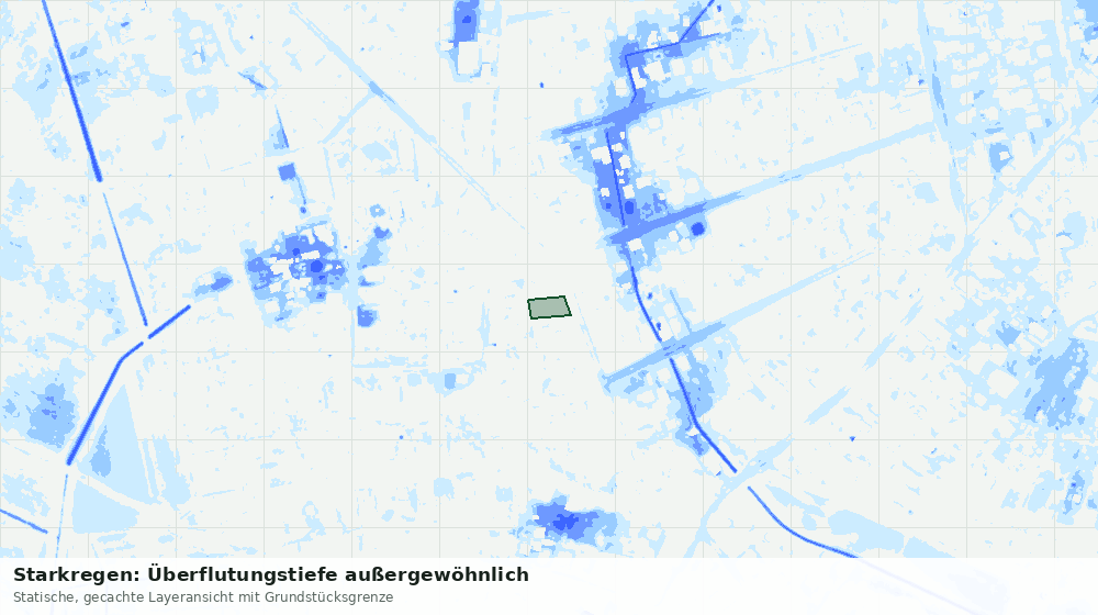 Statische Kartenansicht: Starkregen: Überflutungstiefe außergewöhnlich