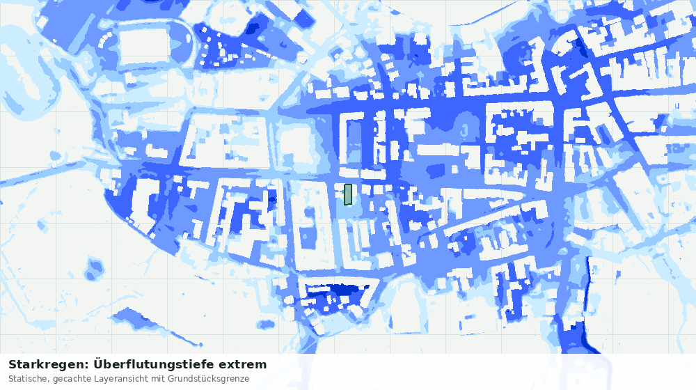 Statische Kartenansicht: Starkregen: Überflutungstiefe extrem