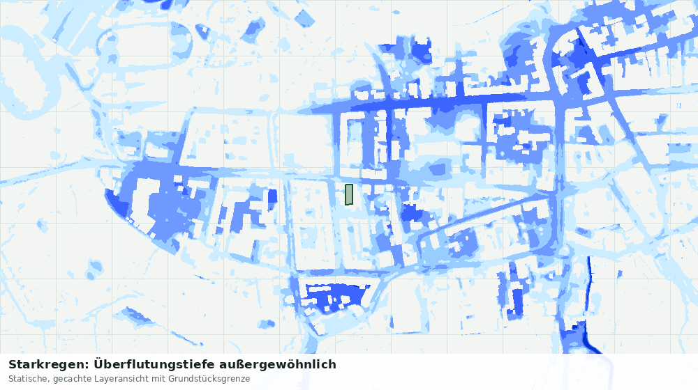 Statische Kartenansicht: Starkregen: Überflutungstiefe außergewöhnlich