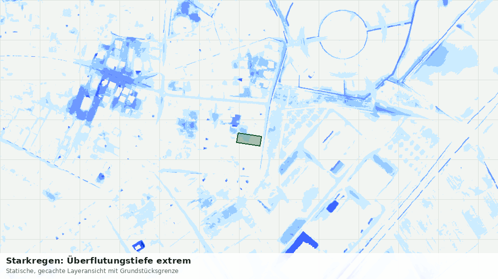 Statische Kartenansicht: Starkregen: Überflutungstiefe extrem