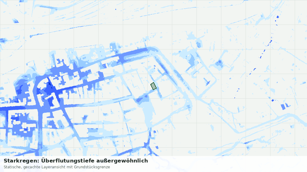 Statische Kartenansicht: Starkregen: Überflutungstiefe außergewöhnlich