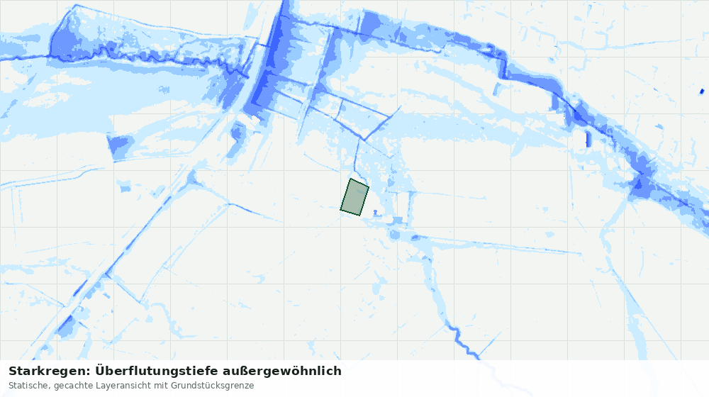 Statische Kartenansicht: Starkregen: Überflutungstiefe außergewöhnlich