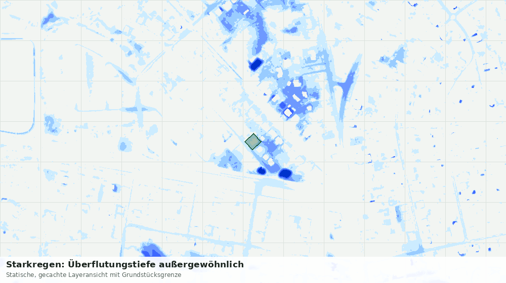 Statische Kartenansicht: Starkregen: Überflutungstiefe außergewöhnlich