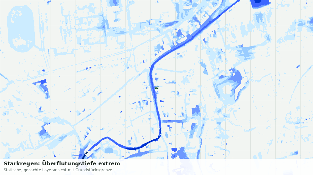 Statische Kartenansicht: Starkregen: Überflutungstiefe extrem