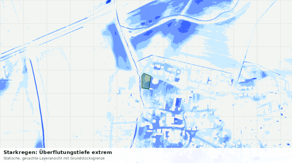 Statische Kartenansicht: Starkregen: Überflutungstiefe extrem