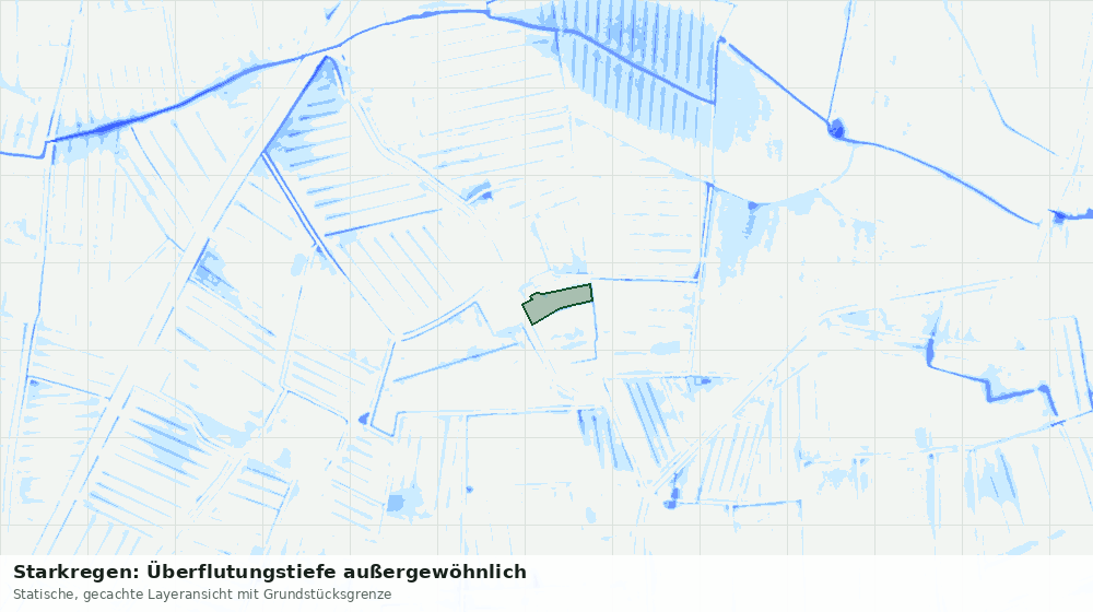 Statische Kartenansicht: Starkregen: Überflutungstiefe außergewöhnlich