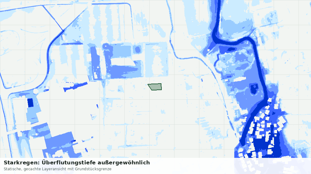 Statische Kartenansicht: Starkregen: Überflutungstiefe außergewöhnlich