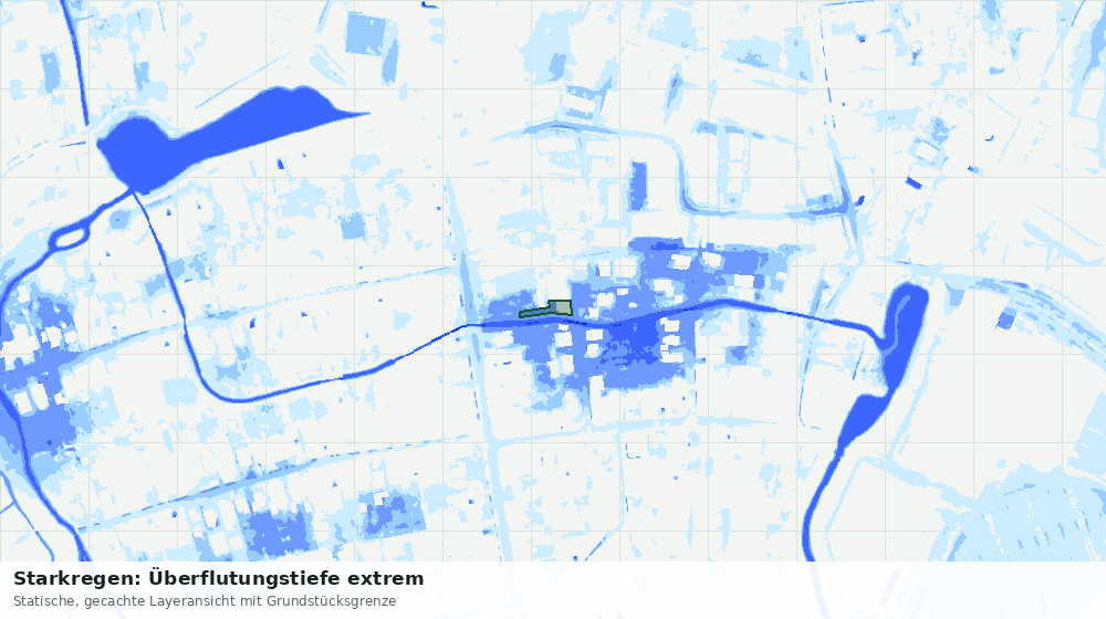 Statische Kartenansicht: Starkregen: Überflutungstiefe extrem