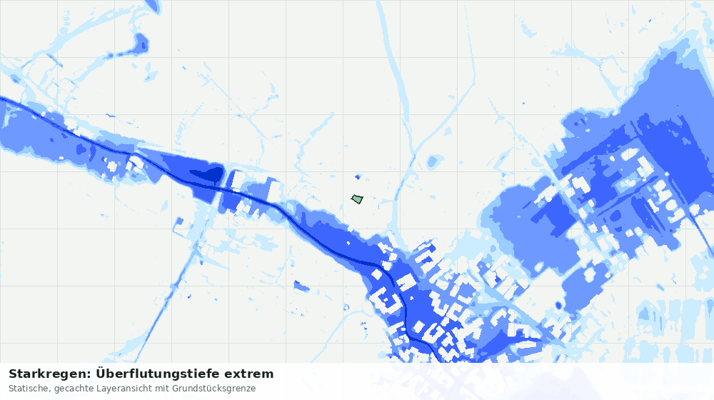 Statische Kartenansicht: Starkregen: Überflutungstiefe extrem