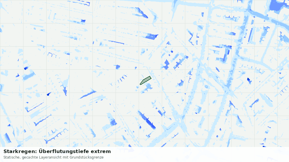 Statische Kartenansicht: Starkregen: Überflutungstiefe extrem