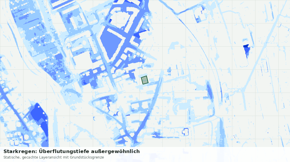 Statische Kartenansicht: Starkregen: Überflutungstiefe außergewöhnlich