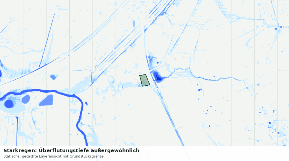 Statische Kartenansicht: Starkregen: Überflutungstiefe außergewöhnlich