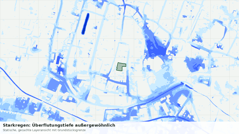 Statische Kartenansicht: Starkregen: Überflutungstiefe außergewöhnlich
