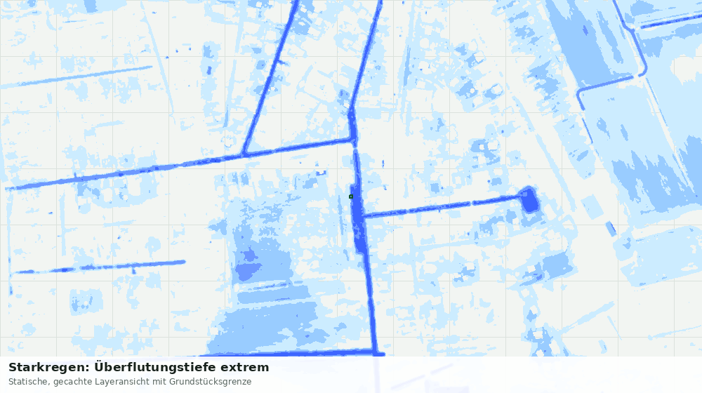 Statische Kartenansicht: Starkregen: Überflutungstiefe extrem