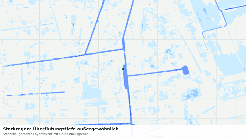 Statische Kartenansicht: Starkregen: Überflutungstiefe außergewöhnlich