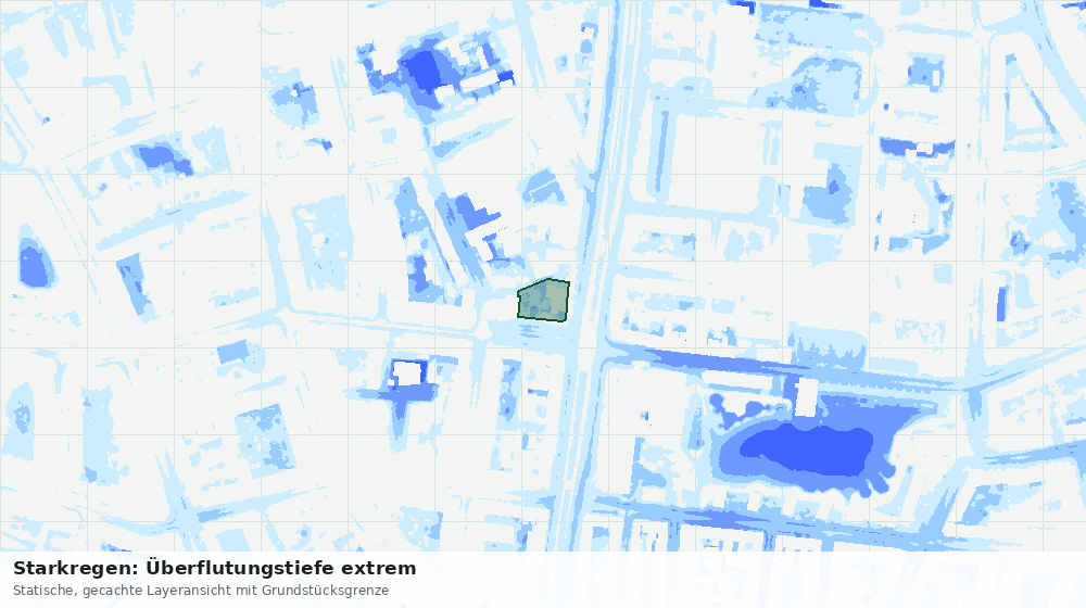 Statische Kartenansicht: Starkregen: Überflutungstiefe extrem