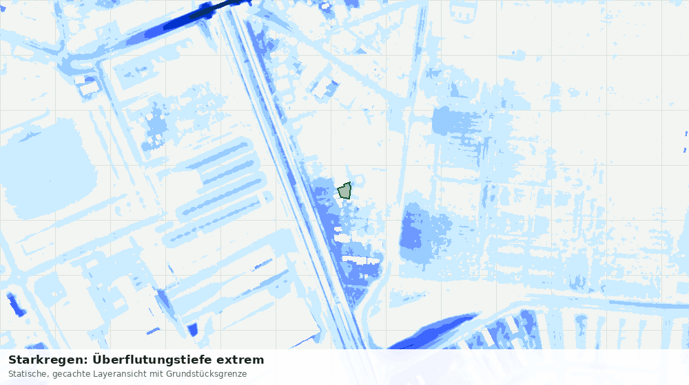Statische Kartenansicht: Starkregen: Überflutungstiefe extrem