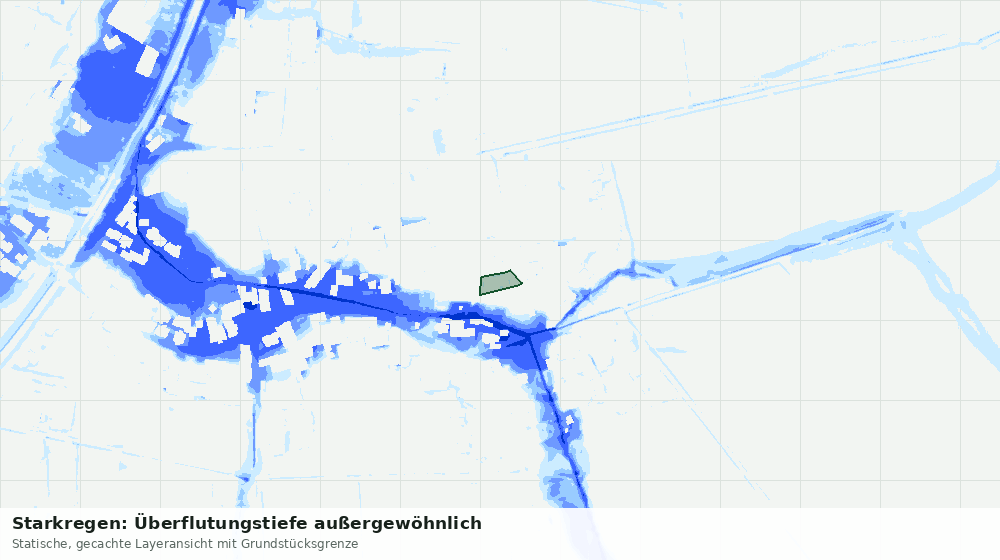 Statische Kartenansicht: Starkregen: Überflutungstiefe außergewöhnlich