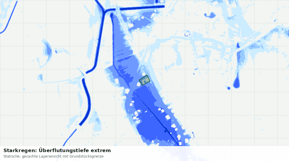 Statische Kartenansicht: Starkregen: Überflutungstiefe extrem