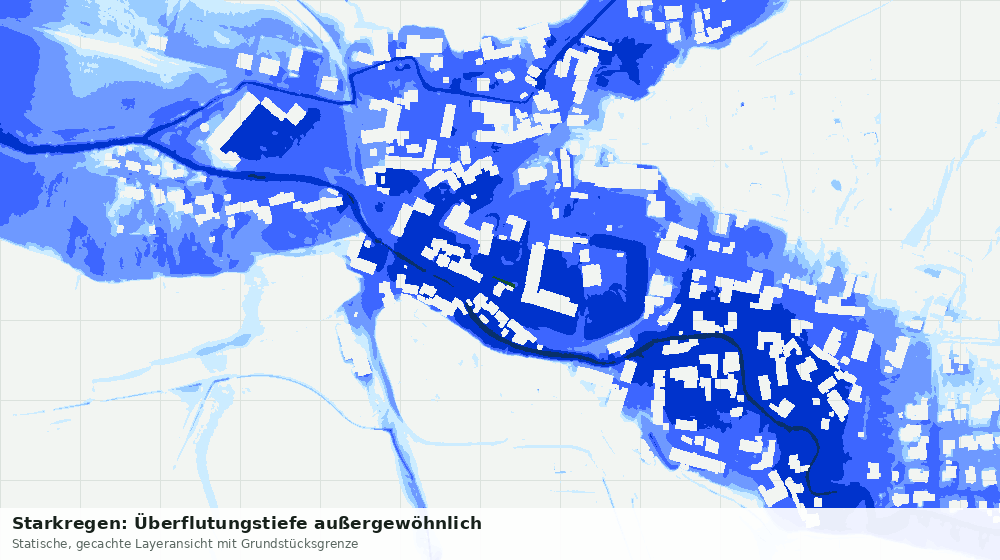 Statische Kartenansicht: Starkregen: Überflutungstiefe außergewöhnlich