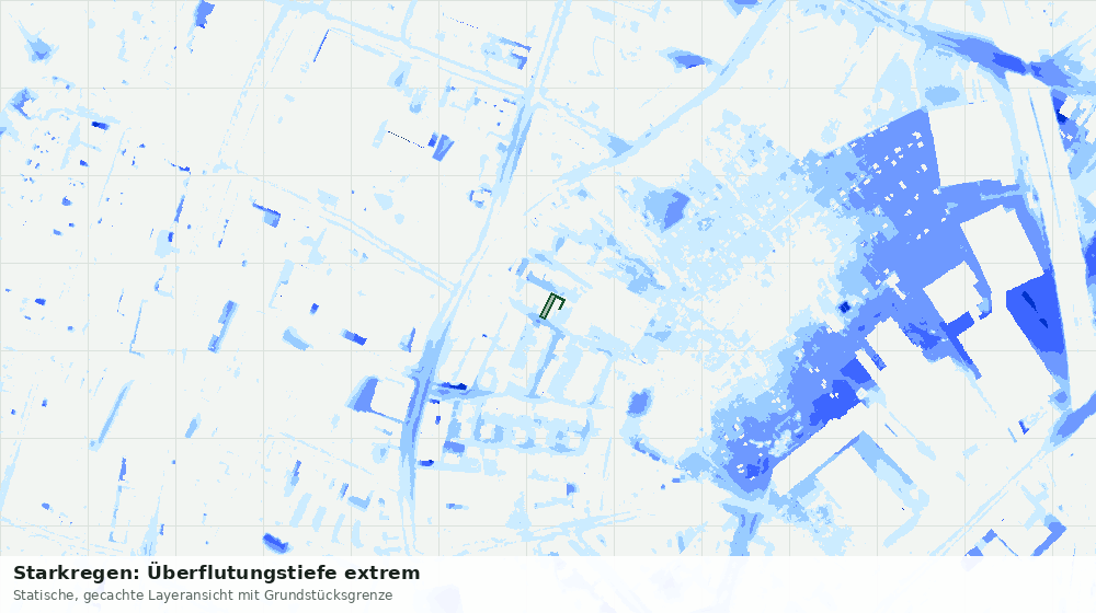 Statische Kartenansicht: Starkregen: Überflutungstiefe extrem