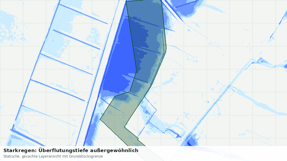Statische Kartenansicht: Starkregen: Überflutungstiefe außergewöhnlich