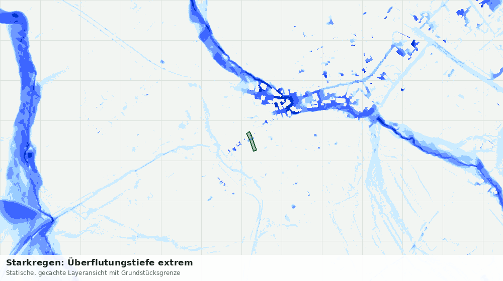 Statische Kartenansicht: Starkregen: Überflutungstiefe extrem