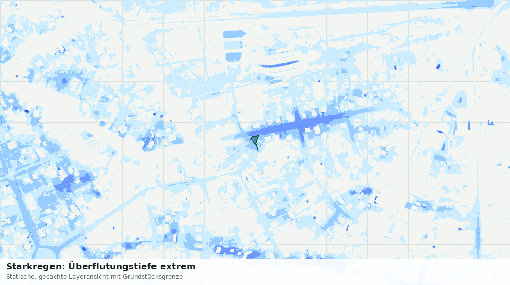 Statische Kartenansicht: Starkregen: Überflutungstiefe extrem