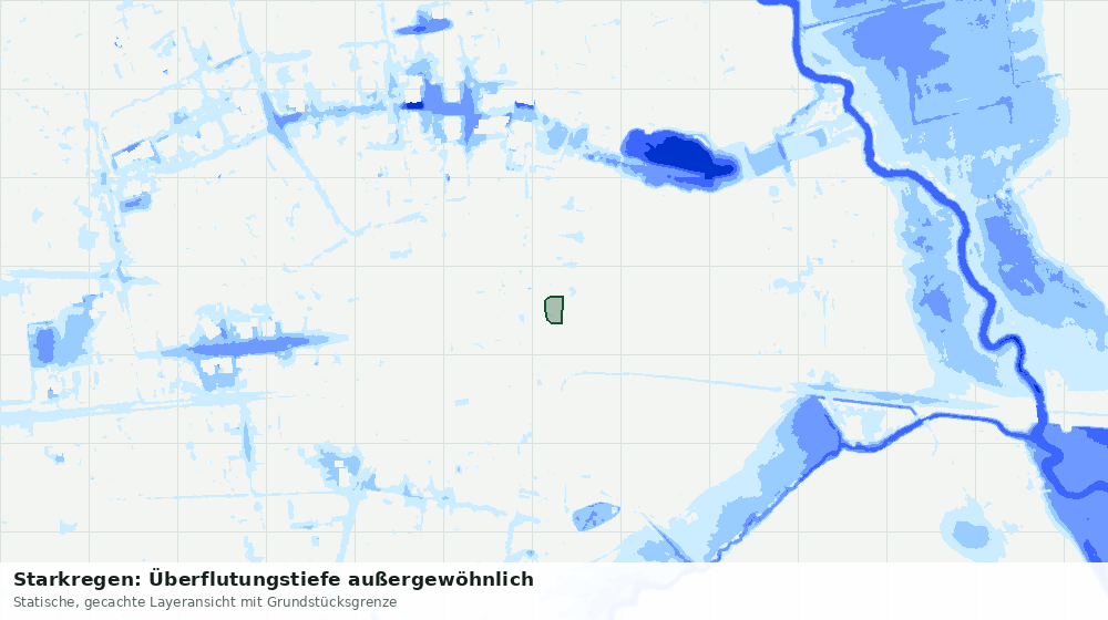 Statische Kartenansicht: Starkregen: Überflutungstiefe außergewöhnlich