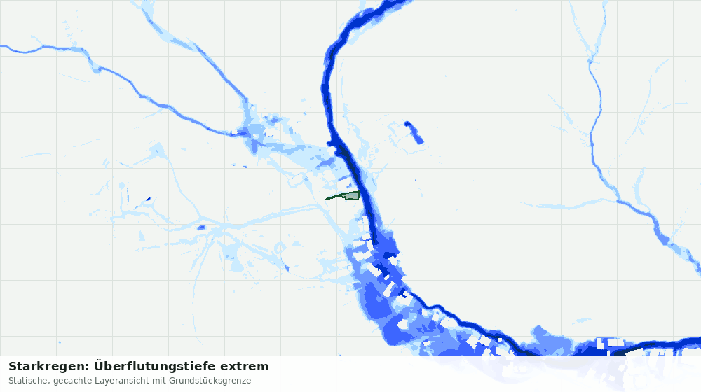 Statische Kartenansicht: Starkregen: Überflutungstiefe extrem