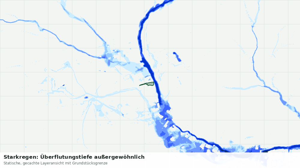 Statische Kartenansicht: Starkregen: Überflutungstiefe außergewöhnlich