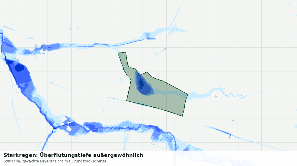 Statische Kartenansicht: Starkregen: Überflutungstiefe außergewöhnlich