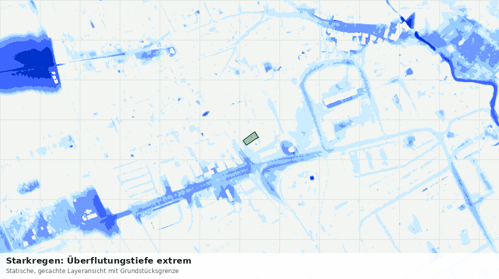 Statische Kartenansicht: Starkregen: Überflutungstiefe extrem